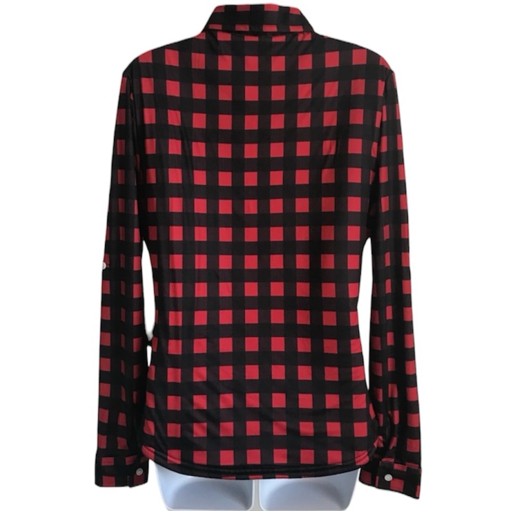 🔴 4/$15 Forever 21 Women’s S Red & Black Plaid Sherpa Lined Button Up Shirt NWT - Picture 3 of 16